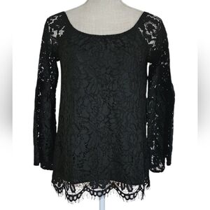 Chaser Black Lace Bell Sleeve Top XS
